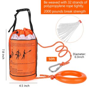 AnKun Water Rescue Throw Bag with 50FT Length of Rope in 3/10In Tensile Strength Rated to 2000lbs, Emergency Rescue Rope for Kayaking, Boating, Fishing, Rafting, High Visibility Safety Equipment