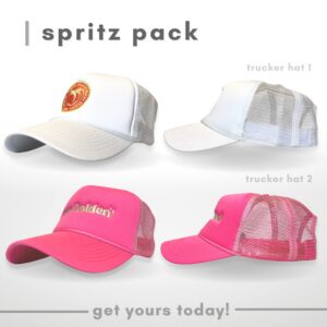 Trucker Hat - 2 Pack | Foam Embroidered Cap | Smiley Face Hat | Preppy Trendy Vintage Retro Trucker Hats | Unisex Men Women Baseball Cap | Mesh Adjustable Snapback | White + Pink | Spritz Pack