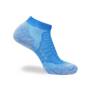 Pure Athlete Merino Wool Socks - Low Show Cushioned Athletic Padded Running Sock (3 Pairs - Sky Blue, X-Large)