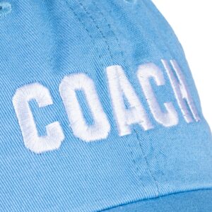 Ann Arbor T-shirt Co. Coach | Carolina Blue Coaching Baseball Hat, Men & Women Team Cap - (SkyBlue, DadHat)