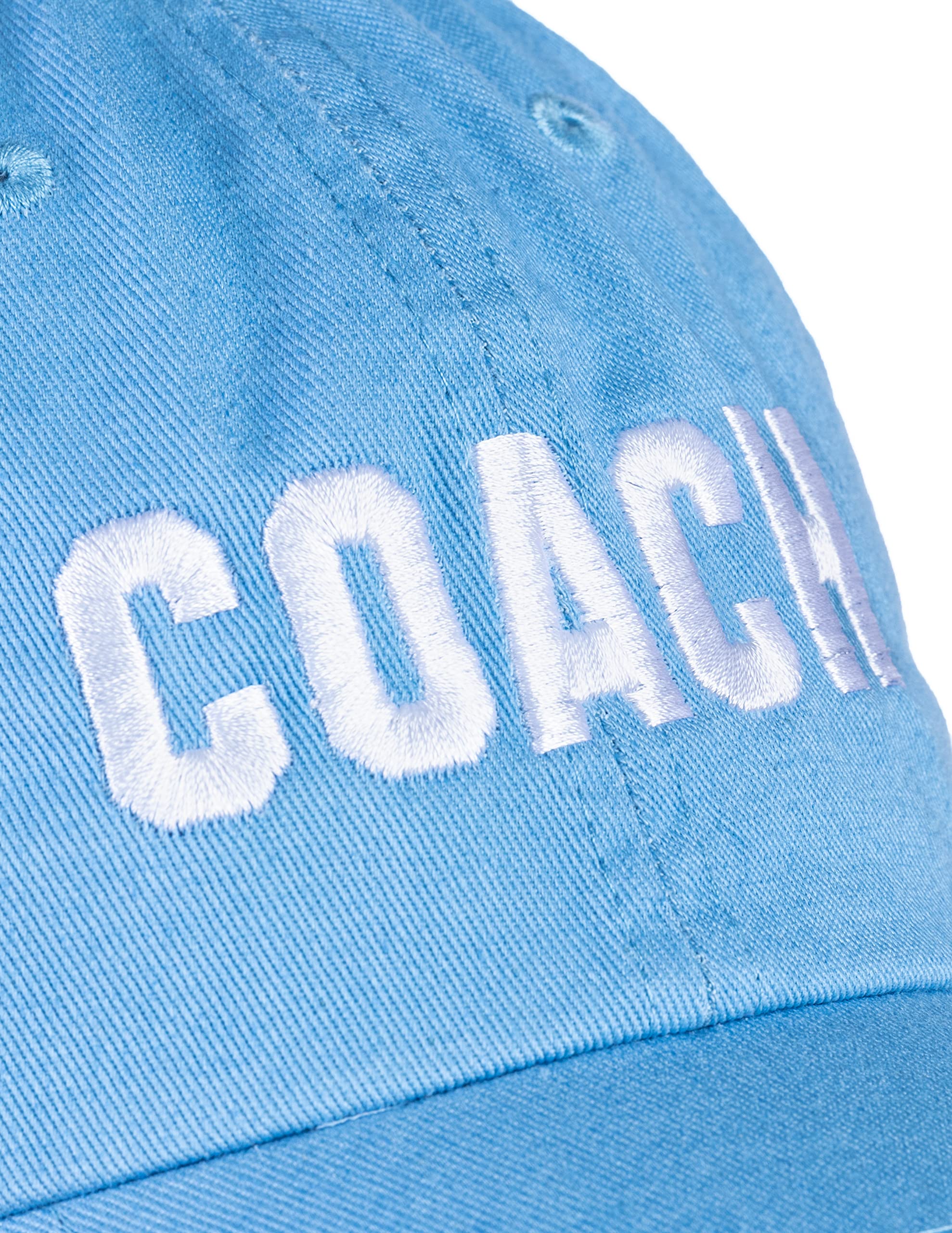 Ann Arbor T-shirt Co. Coach | Carolina Blue Coaching Baseball Hat, Men & Women Team Cap - (SkyBlue, DadHat)