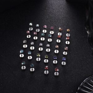 LOYALLOOK 14Pairs Stainless Steel CZ Stud Earrings for Women Men Multicolor Cubic Zirconia Flatback Earrings Pave Crystal Disco Ball Earrings with Flatback Cartilage Helix Earrings Set 20G Style A