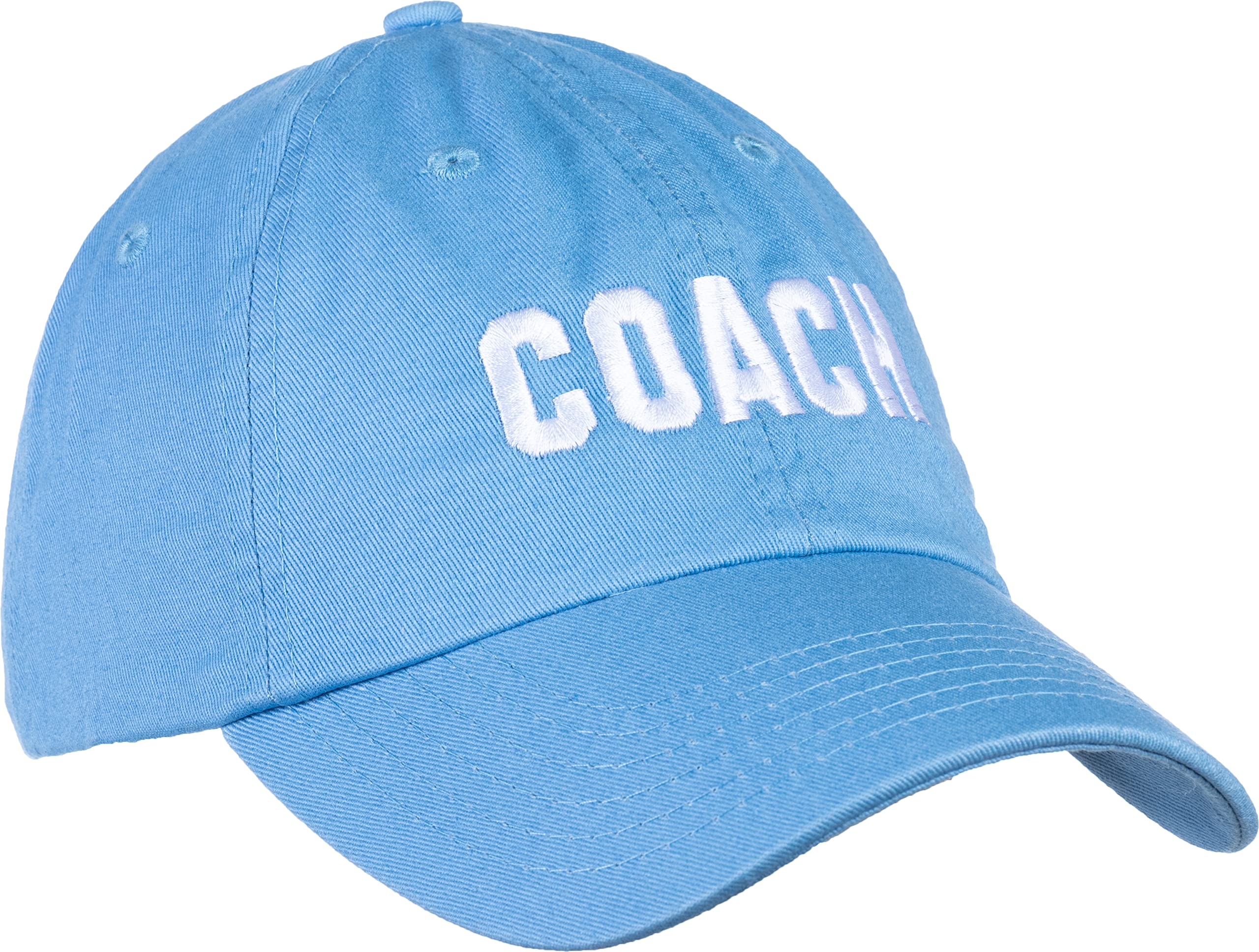 Ann Arbor T-shirt Co. Coach | Carolina Blue Coaching Baseball Hat, Men & Women Team Cap - (SkyBlue, DadHat)