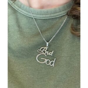 Faith Necklace But God Stainless Steel Christian Necklace with 20 inch Stainless Steel Chain