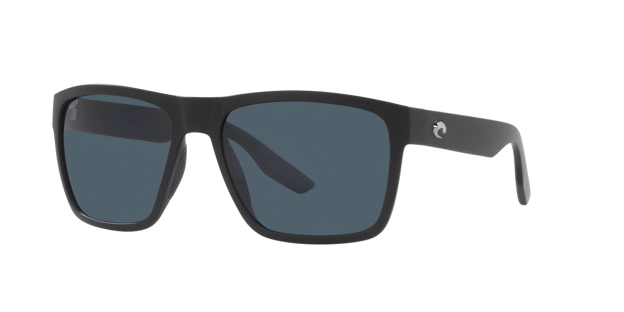 Costa Del Mar Mens Paunch XL Square Sunglasses, Matte Black/Grey Polarized-580P, 59 mm