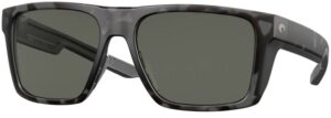 costa del mar mens lido square sunglasses, tiger shark/grey polarized-580g, 57 mm