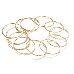 Caiyao Layers Bohemica Stackable Bracelets Set Indian Wedding Multi Textured Pearl Beads Gold Bangle Bracelet Fashion Simple Handcuffs Wrist Bangle for women Jewelry-E