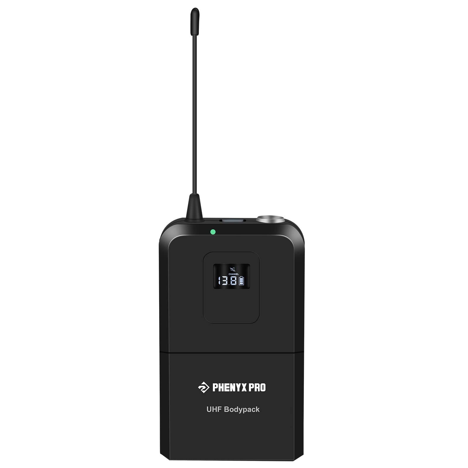 Phenyx Pro Wireless Bodypack Transmitter, UHF Bodypack Microphone for PTU-71/PTU-7000/PTU-6000, with Selectable Frequencies, Mute Function (PWB-7)