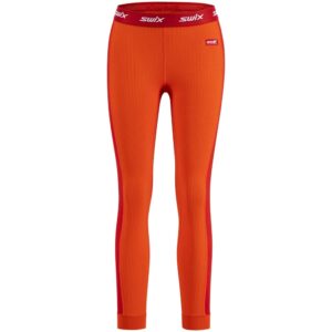 Swix Women's Winter Sports Cross Country Skiing Training Tight Fit Triac Race X Body W Thermal Baselayer Pants, Fiery Red