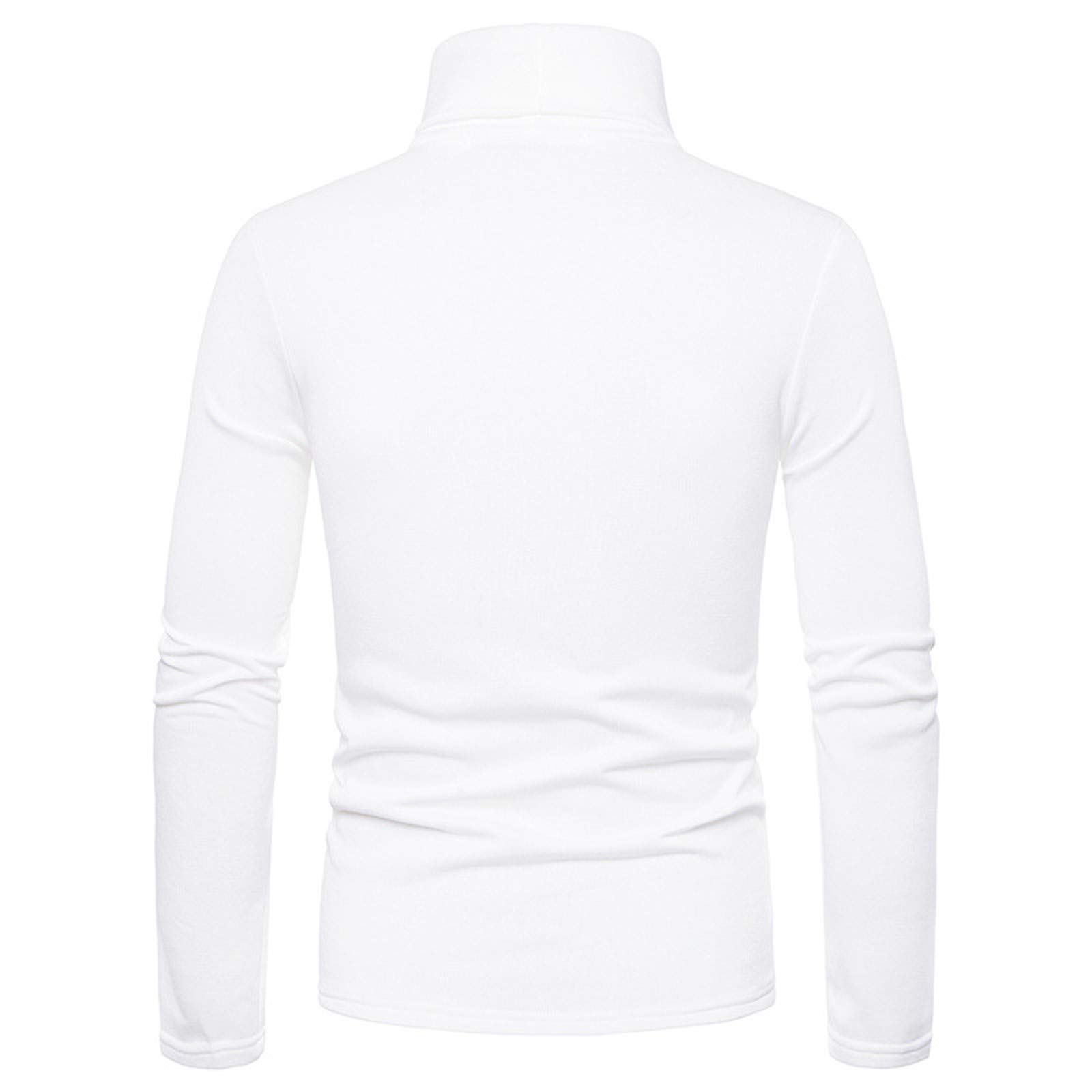 Men's Slim Fit Turtleneck Undershirt Long Sleeve Soft Comfy Stretch T-Shirts Casual Solid Knitted Thermal Pullover Top(E#White,Large)