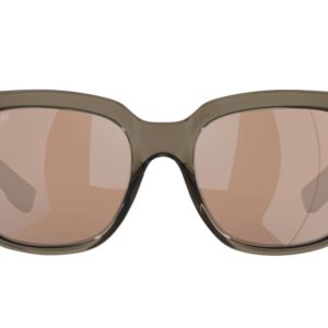 Costa Del Mar Womens Waterwoman Rectangular Sunglasses, Taupe/Copper Silver Mirrored Polarized-580g, 55 mm