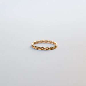 BLOSSOM & HUE Woven Braided Stacking Ring | Size 7 | 18k Gold | Thin Dainty Band | Infinity Twist Eternity Edition | .925 Sterling Silver