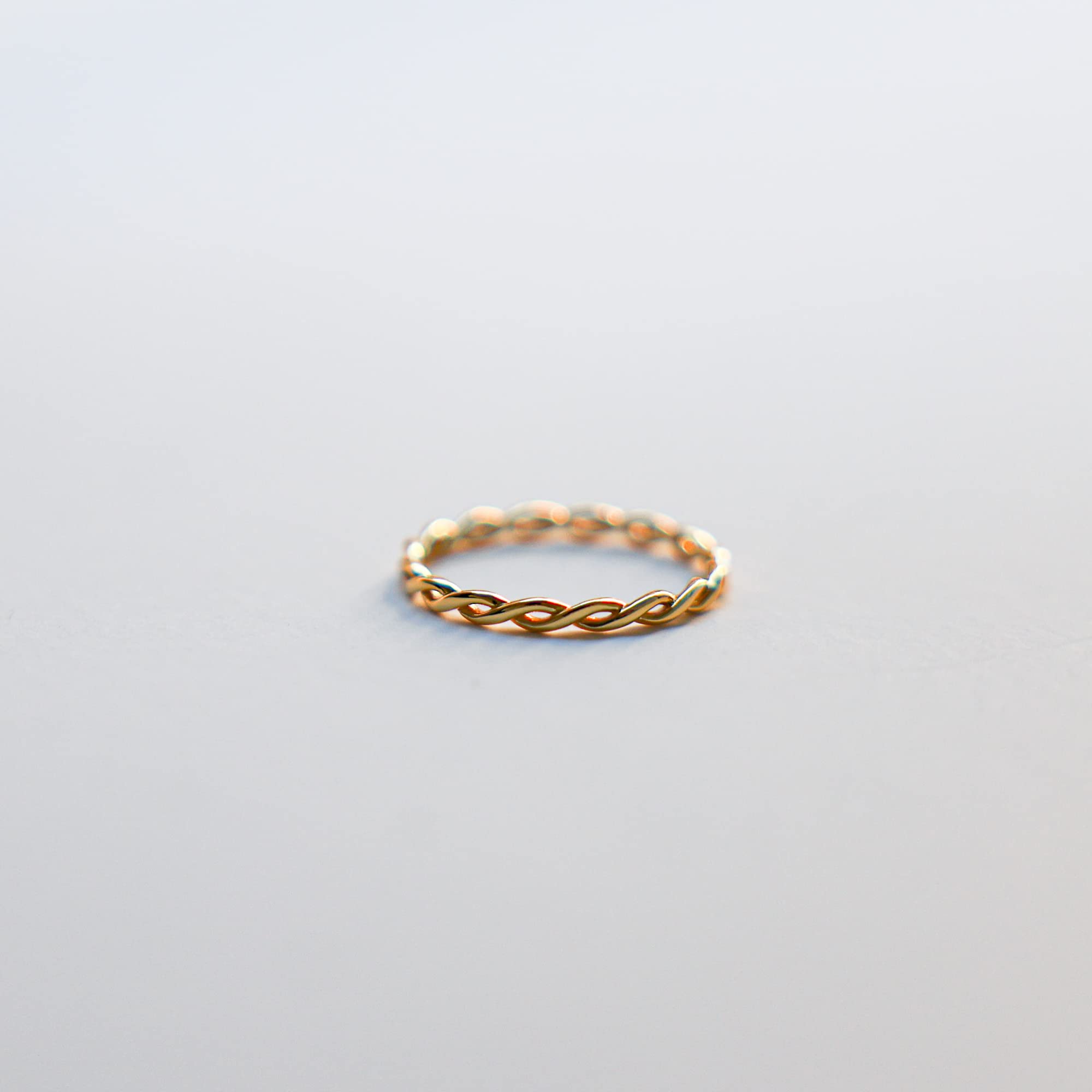 BLOSSOM & HUE Woven Braided Stacking Ring | Size 7 | 18k Gold | Thin Dainty Band | Infinity Twist Eternity Edition | .925 Sterling Silver