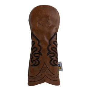 Ranchero Cowboy Boot Sunfish Leather Golf Headcover Set 1-3-X Driver Fairway Hybrid