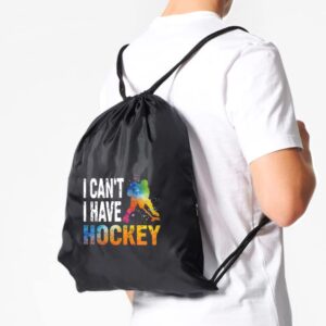 Pishovi I Can I Have Hockey Drawstring Waterproof Hockey, Hockey Sports Bag for Man Women, Hockey Player Gifts, Hockey Gift for Hockey Lover, Hockey Lover Gift Idea