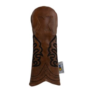 Ranchero Cowboy Boot Sunfish Leather Golf Headcover Set 1-3-X Driver Fairway Hybrid