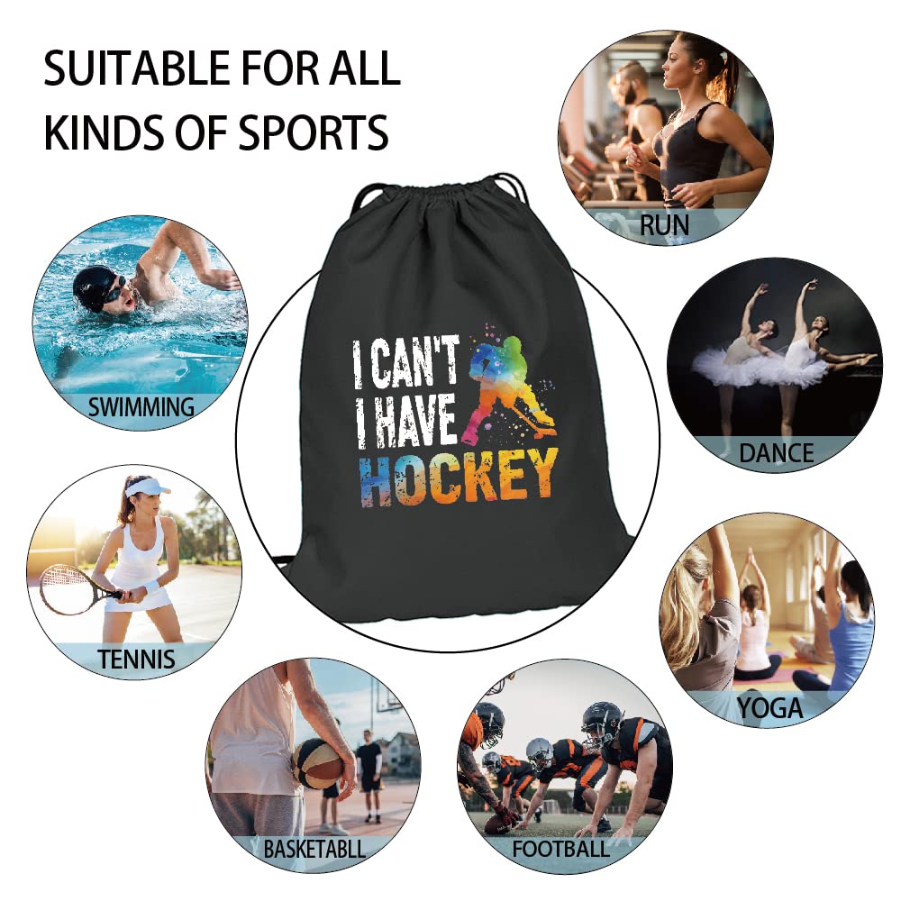 Pishovi I Can I Have Hockey Drawstring Waterproof Hockey, Hockey Sports Bag for Man Women, Hockey Player Gifts, Hockey Gift for Hockey Lover, Hockey Lover Gift Idea