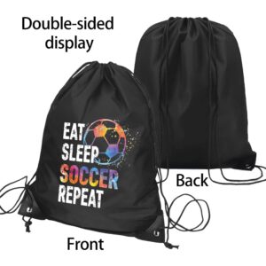 Pishovi Eat Sleep Soccer Repeat Drawstring Waterproof Backpack, Soccer Sports Bag for Man Women, Soccer Player Gifts, Soccer Gift for Soccer Lover Soccer Fan, Soccer Lover Gift Idea (C)