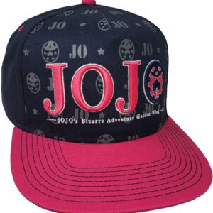 JoJo's Bizarre Adventure Adult Anime Snapback Flat Bill Baseball Hat Golden Wind Symbols Pink and Black Cap for Men Women