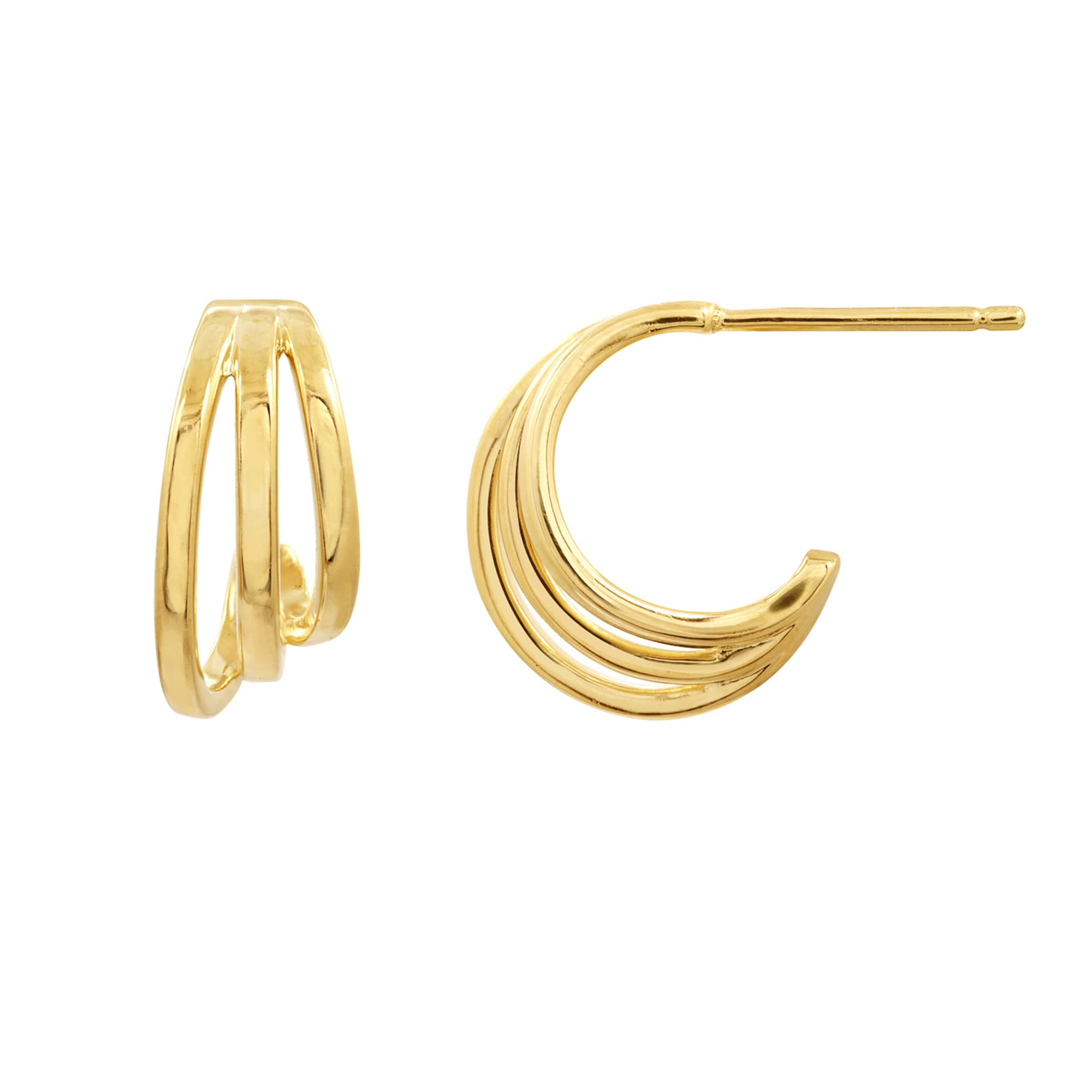 Amazon Essentials 14K Gold Plated Triple Split Hoop, Yellow Gold