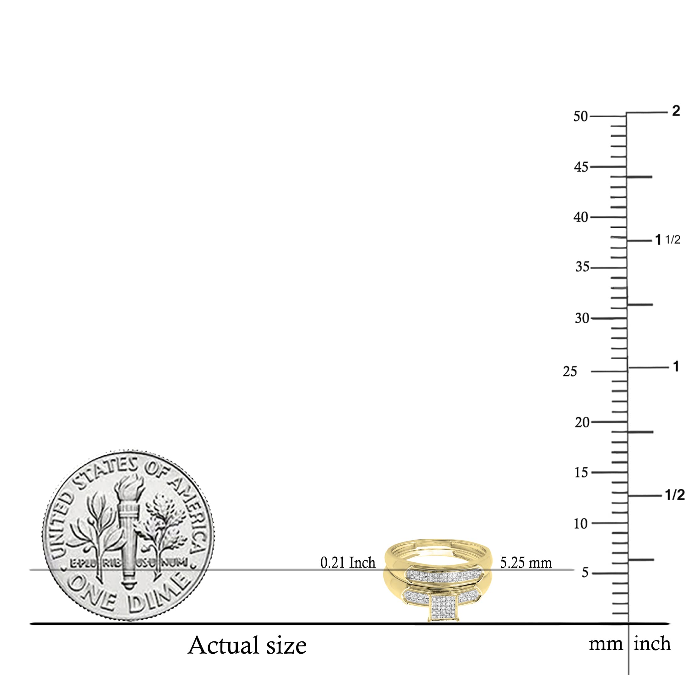 Dazzlingrock Collection Round White Diamond Square Head Wedding Ring Set for Women (0.25 ctw) in Yellow Plated Sterling Silver Size 7