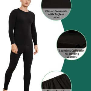 INNERSY Men's Thermal Underwear Set Lightweight Base Layer Long Johns for Winter Exercise(Black,X-Large)