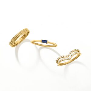 RS Pure by Ross-Simons Sapphire-Accented Ring in 14kt Yellow Gold. Size 7