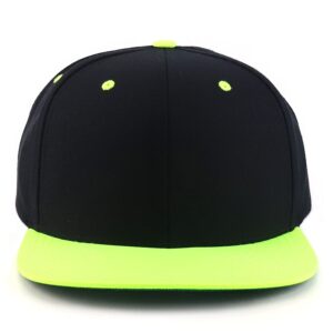 Trendy Apparel Shop Flexfit Oversize XXL Structured Blank Flatbill Snapback Cap - Black Neon Green