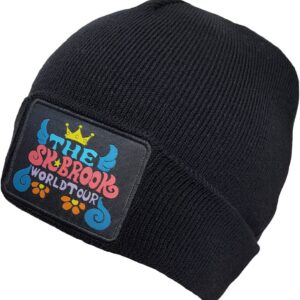 One Piece Brook World Tour Patch Adult Anime Mens Womens Fitted Knit Winter Hat Cuffed Beanie Black