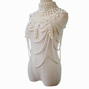 Sexy braid fringed pearl sweater chain French retro multi-layer imitation pearl body chain (79-TEZ9-1VKJ)