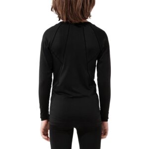 Boys Compression Shirt Long Sleeve Fleece Lined Base Layer Girls Leggings Pants Athletic Football Undershirt Black Line Top Medium