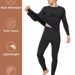 INNERSY Men's Thermal Underwear Set Lightweight Base Layer Long Johns for Winter Exercise(Black,X-Large)