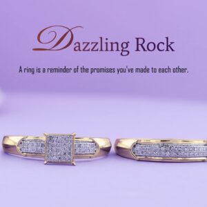 Dazzlingrock Collection Round White Diamond Square Head Wedding Ring Set for Women (0.25 ctw) in Yellow Plated Sterling Silver Size 7