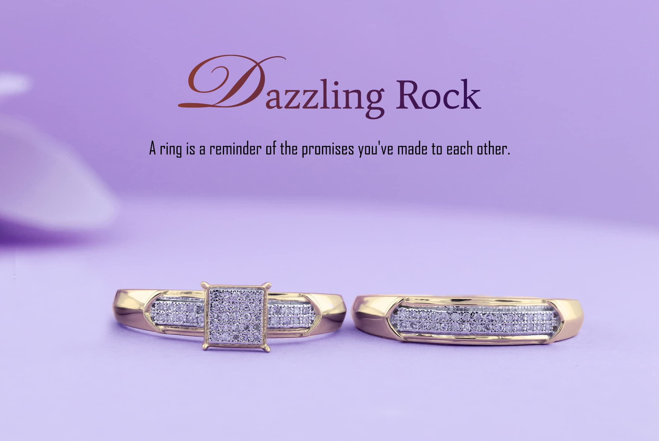 Dazzlingrock Collection Round White Diamond Square Head Wedding Ring Set for Women (0.25 ctw) in Yellow Plated Sterling Silver Size 7