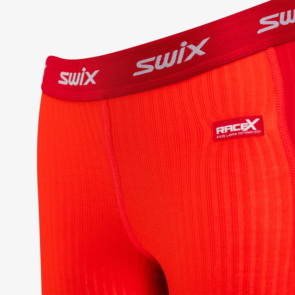 Swix Women's Winter Sports Cross Country Skiing Training Tight Fit Triac Race X Body W Thermal Baselayer Pants, Fiery Red