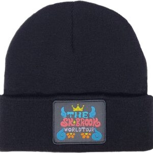 One Piece Brook World Tour Patch Adult Anime Mens Womens Fitted Knit Winter Hat Cuffed Beanie Black