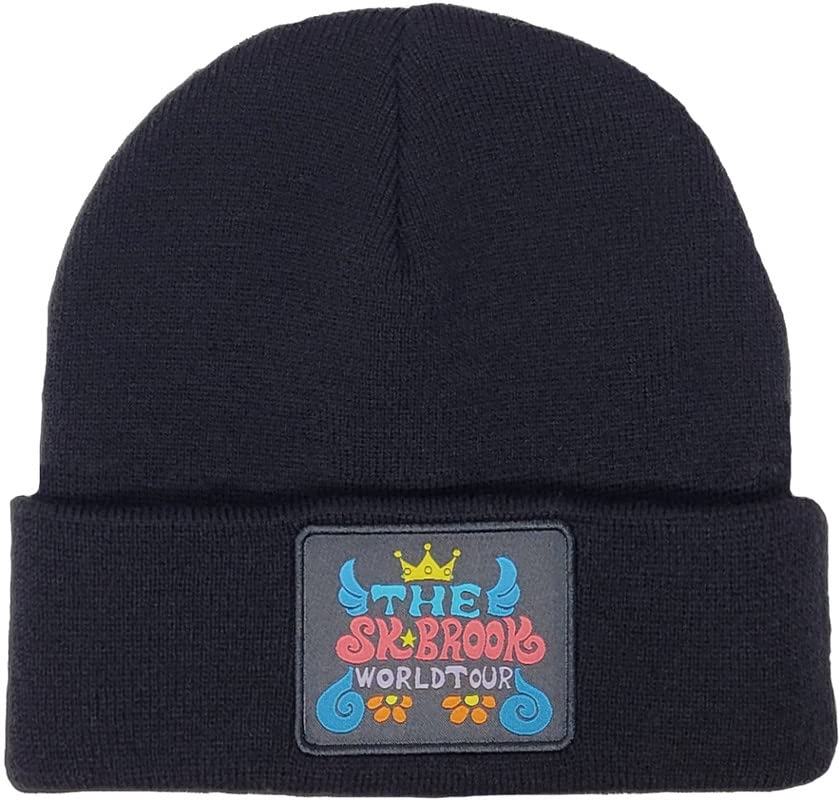 One Piece Brook World Tour Patch Adult Anime Mens Womens Fitted Knit Winter Hat Cuffed Beanie Black