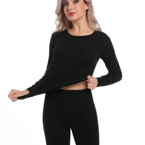 INNERSY Women's Thermal Underwear Set Ultra-Soft Long Johns Base Layer for Cold Weather(Black(Standard Warm),X-Small)