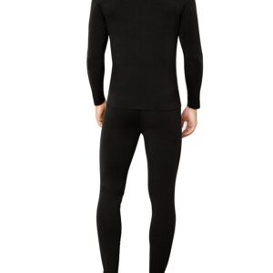 INNERSY Men's Thermal Underwear Set Lightweight Base Layer Long Johns for Winter Exercise(Black,X-Large)