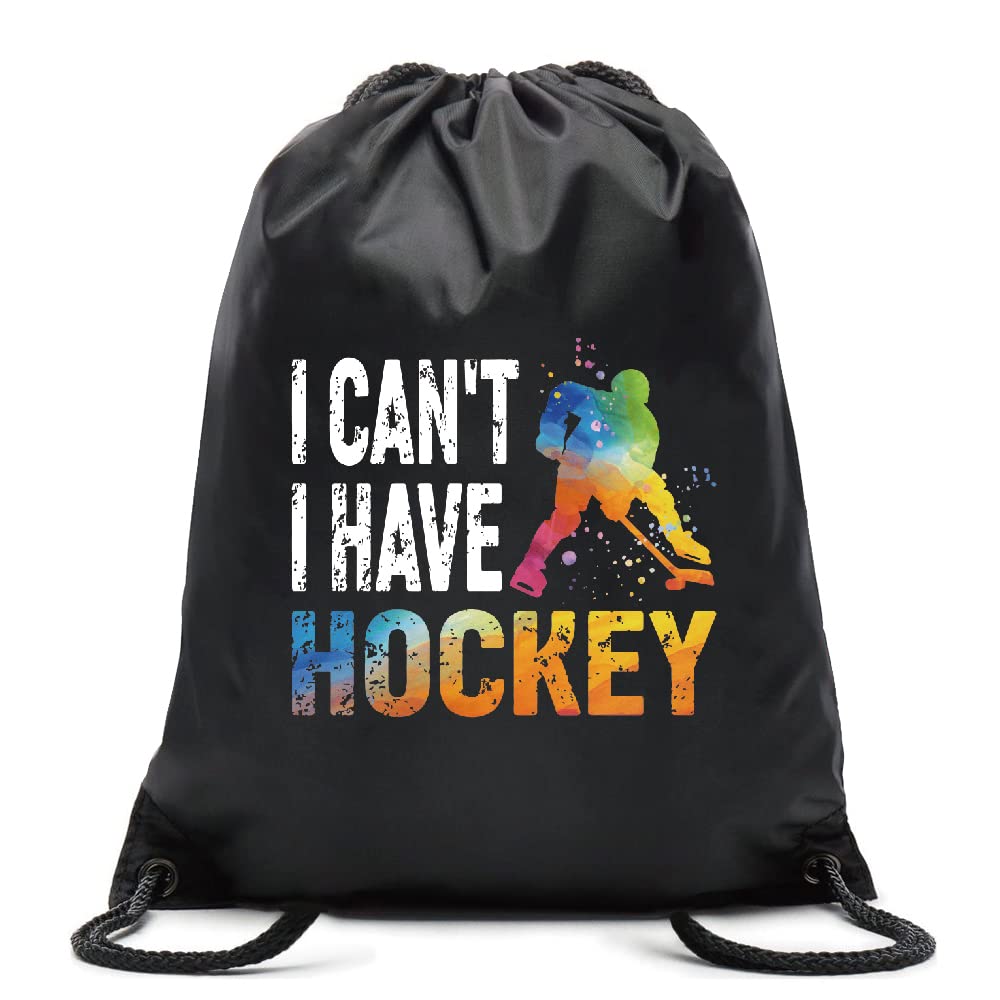 Pishovi I Can I Have Hockey Drawstring Waterproof Hockey, Hockey Sports Bag for Man Women, Hockey Player Gifts, Hockey Gift for Hockey Lover, Hockey Lover Gift Idea