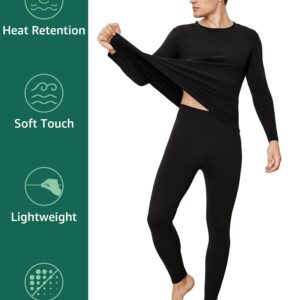 INNERSY Men's Thermal Underwear Set Lightweight Base Layer Long Johns for Winter Exercise(Black,X-Large)