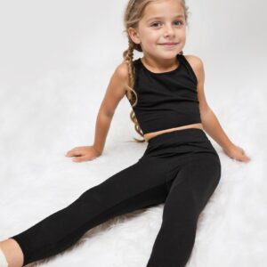 Zaclotre Girls Athletic Leggings Kids High Waist Yoga Pants Tennis Runnig Workout Performnace Dance Legging Pants Black