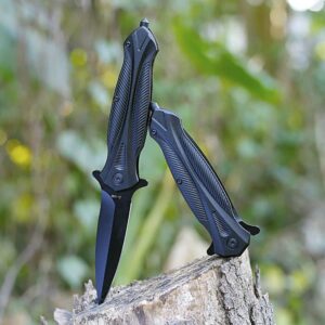 Bundle of Item - EDC Spring Assist Folding Pocket knife + Fixed Blade Tanto Knife Camping Knives with Paracord Handle