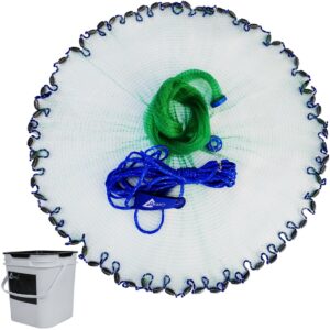 drasry saltwater american green monofilament fishing cast net lead sinker 3/8inch mesh for bait minnows trap fish heavy duty throw net 4ft/5ft/6ft/7ft/8ft radius size 4ft radius