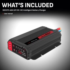 Schumacher Electric SDC371 Smart Battery Charger and Maintainer - 40A 12V DC-DC Smart Charger - Standard, AGM, Gel, Calcium & Lithium Battery Charger - Use with Solar Panels or Vehicle Alternator