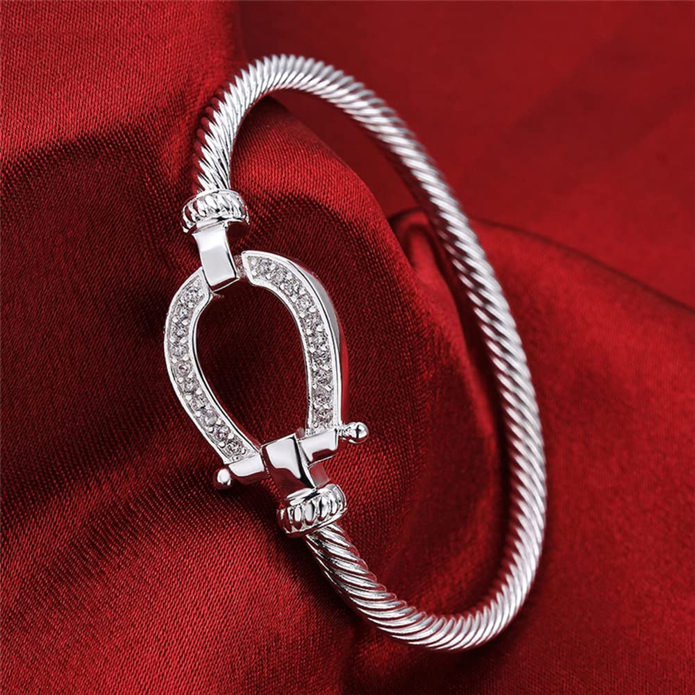 Horseshoe Bangle Bracelet for Women, Adjustable Simple Horseshoe Bracelet Birthday Gifts Animal Jewelry,Horse Hypoallergenic Fashion Women Bracelet Bangle Jewelry for Christmas Gift for Women