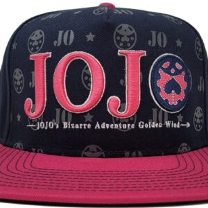 JoJo's Bizarre Adventure Adult Anime Snapback Flat Bill Baseball Hat Golden Wind Symbols Pink and Black Cap for Men Women