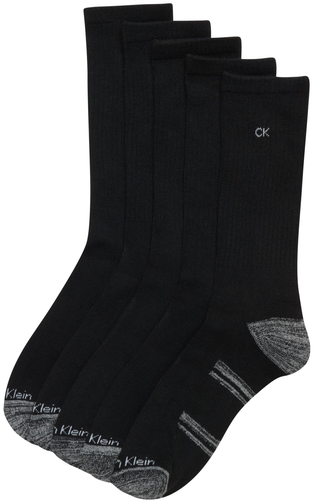 Calvin Klein Men's Crew Socks - 5 Pairs Performance Cushion Comfort Crew Socks - Breathable Athletic Socks for Men (7-12), Size 7-12, BlackGrey