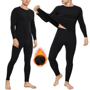 innersy men's thermal underwear set lightweight base layer long johns for winter exercise(black,x-large)