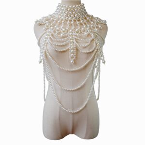 Sexy braid fringed pearl sweater chain French retro multi-layer imitation pearl body chain (79-TEZ9-1VKJ)